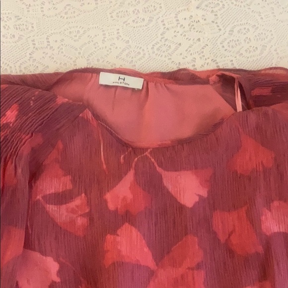 H Halston Pink Floral Lined Dress Plus - Picture 10 of 13